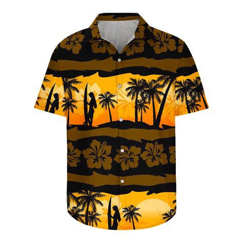 Tdoqot Mens Hawaiian Shirt Short Sleeve Casual Vacation Printed Turndown Collar Mens Shirts