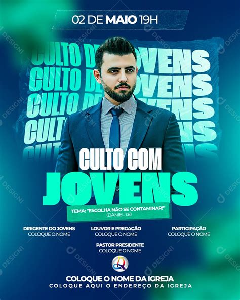 Flyer Igrejas Culto Com Jovens Social Media Psd Editável [download