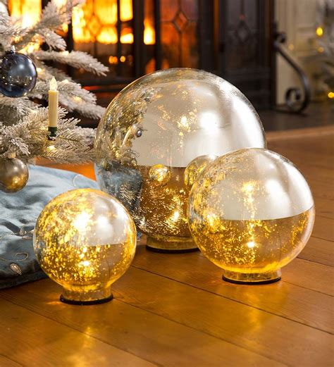 Lighted Mercury Glass Globes Set Of 3 Light Up Your Holidays With Easy Style And Elegance