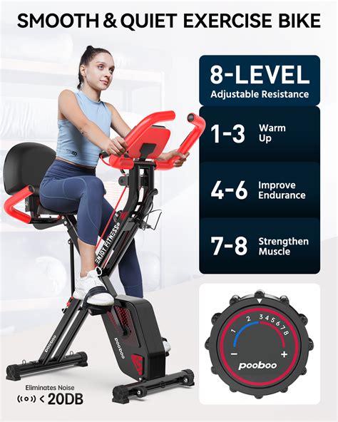 Pooboo 4 In 1 Exercise Bike Quiet Folding Magnetic Stationary Bike
