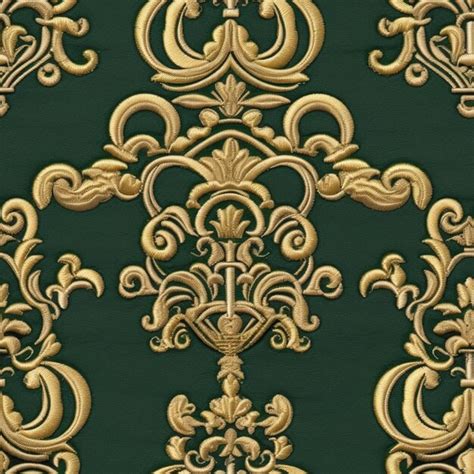 Premium AI Image A Green Wallpaper With Gold And Green Swirls