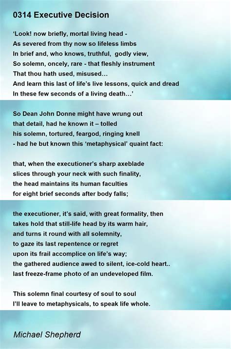 0314 Executive Decision Poem By Michael Shepherd Poem Hunter