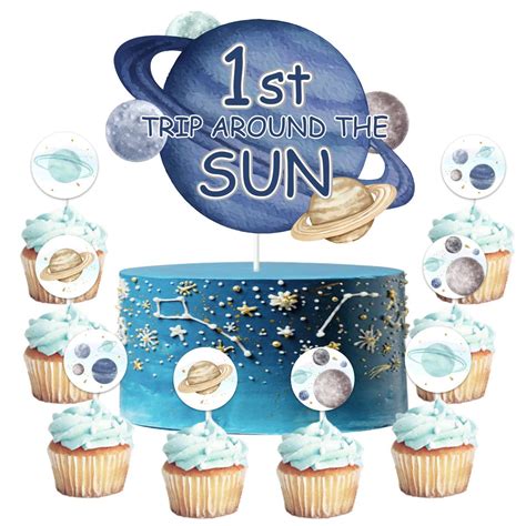 Buy Pcs First Trip Around The Sun Cake Topper And Outer Space Cupcake