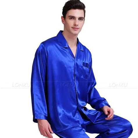 Conjunto De Pijama De Cetim E Seda Masculino Roupa De Dormir S 4xg