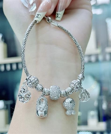 Lắc Tay Pandora Charm Chú Cá Viên đá Bông Hoa Giợt Nước 186g