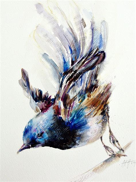 Fairy Wren In Flight Watercolour By Anna Maria Artfinder