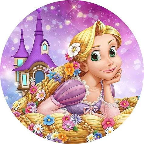 Painel Redondo Rapunzel Em Tecido 1 5mx1 5 melástico Veste fácil Festa