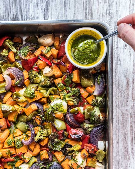 Roasted Vegetables With Cilantro Dressing Six Hungry Feet