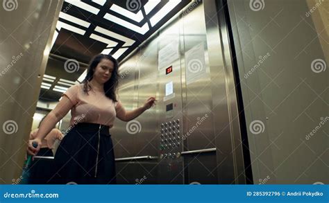 A Drunk Woman With A Bottle Of Champagne Exits The Elevator Stock Footage Video Of Drunk