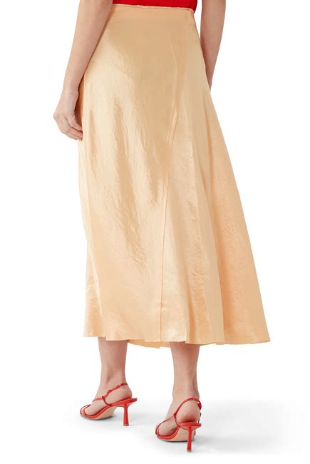 Buy Vince Raw Edge Paneled Slip Midi Skirt For Womens Bloomingdales Uae