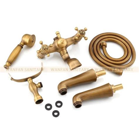 Luxury Bathtub Faucets Antique Brass Material Bathroom Shower Set