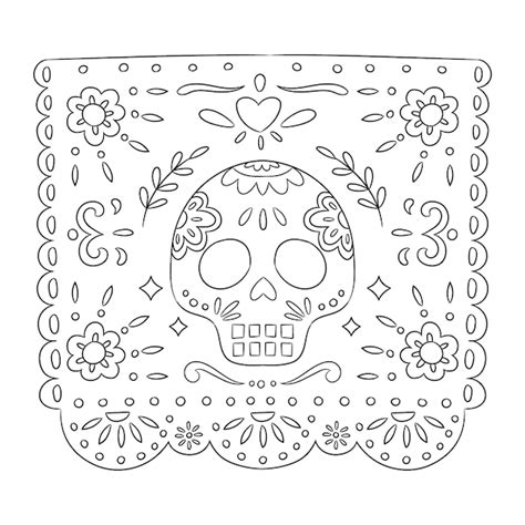 Ilustración De Página Para Colorear De Papel Picado Dibujado A Mano