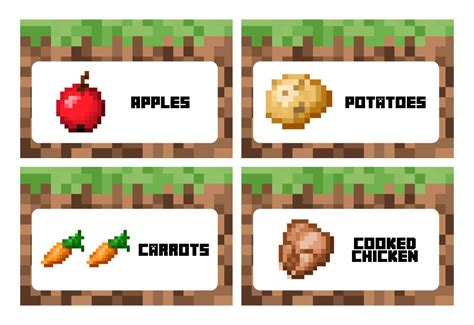 Printable Minecraft Food Table Cards