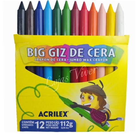 Giz De Cera Big 12 Cores 112g Acrilex Shopee Brasil