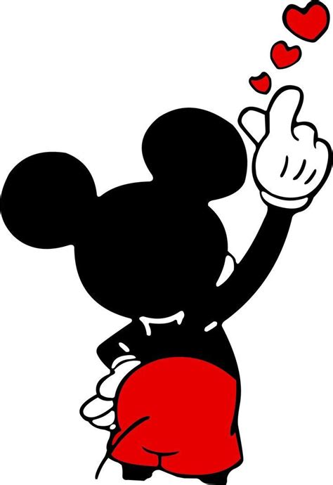 A Mickey Mouse With Hearts Coming Out Of It S Ears And Pointing To The Side