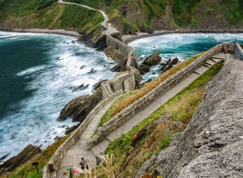 Stairs To San Juan De Gaztelugatxe. Huge Wide Panorama Stock Image ...