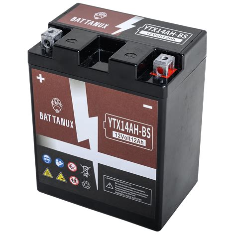 Battanux YTX14AH BS Battery Motorcycle Battery Sealed SLA AGM