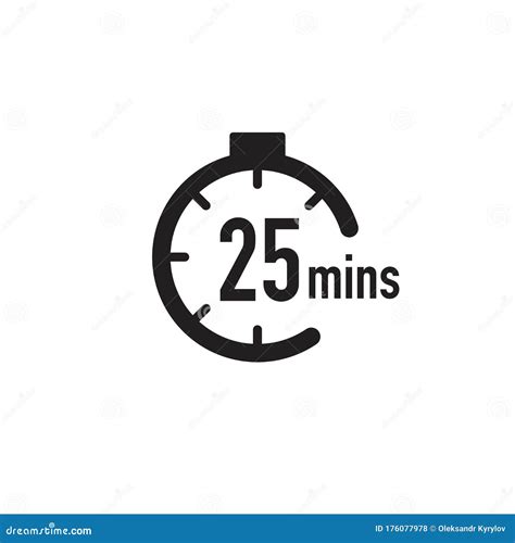25 Minutes Timer, Stopwatch or Countdown Icon. Time Measure. Chronometr ...
