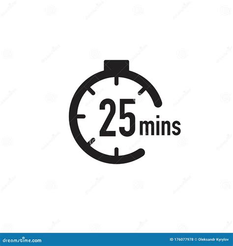 25 Minutes Timer, Stopwatch or Countdown Icon. Time Measure. Chronometr ...