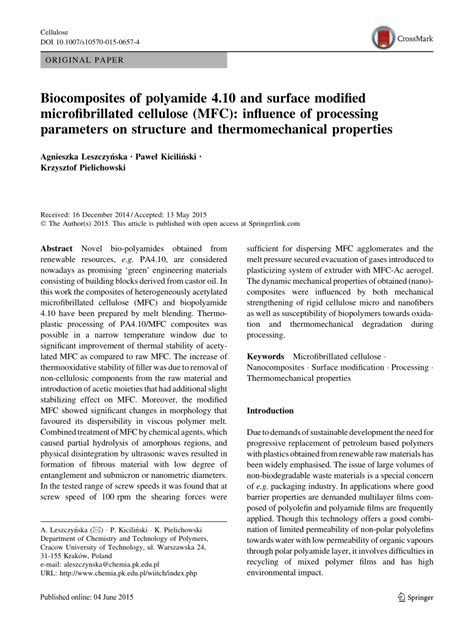 Pdf Biocomposites Of Polyamide And Surface Modified