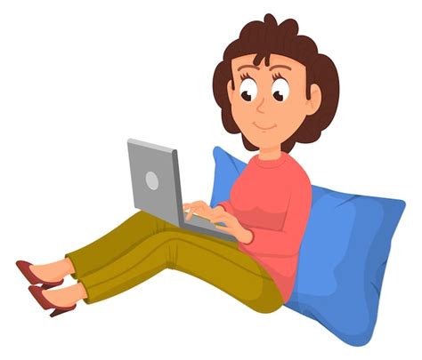 Mujer Trabajando Desde Casa Trabajo Remoto De Dibujos Animados Vector