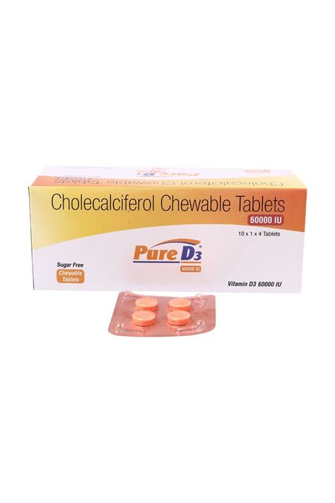 Pure D3 60000IU Sugar Free Chewable Tablet 4 S Price Uses Side