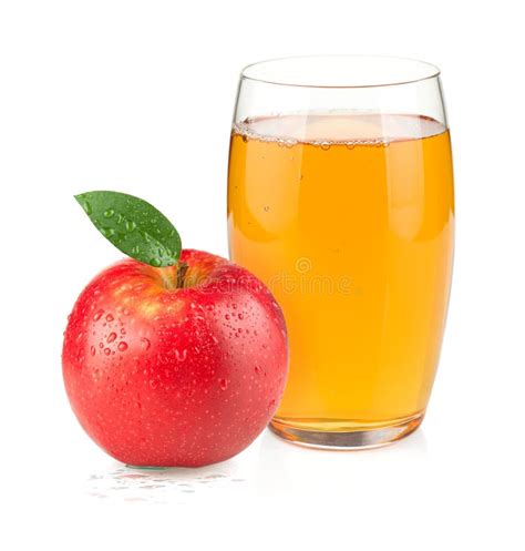 Apple Juice In A Glass And Red Apple Stock Image Image Of Gold