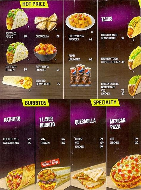 Menu Of Taco Bell Koramangala Bangalore Dineout Discovery