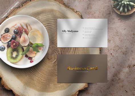 Premium Psd Clean Minimal Business Card On Wood Cut Natural And