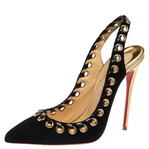 Christian Louboutin Black Suede And Leather Trim Whipstitch Ostri