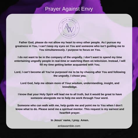 Prayer Against Envy Anita Wamble Ministries