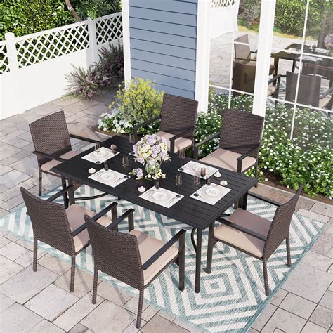 Sophia And William Patio Outdoor Dining Set Wicker Rattan Chairs And