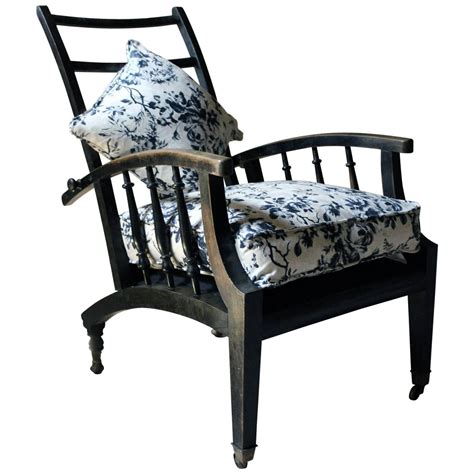 Ebonized And Upholstered Philip Webb For Morris And Co Reclining