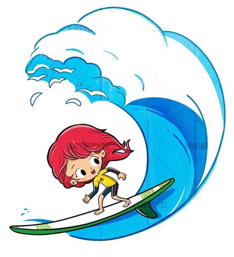 Chica Surfeando En Una Ola En Verano Dibustock Dibujos E