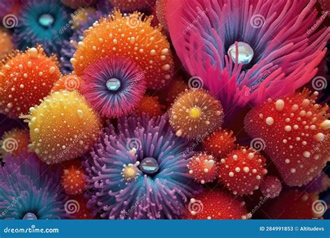 Magnified Pollen Grains In Vibrant Colors Stock Illustration
