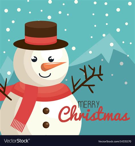 Merry Christmas Snowman Character Royalty Free Vector Image