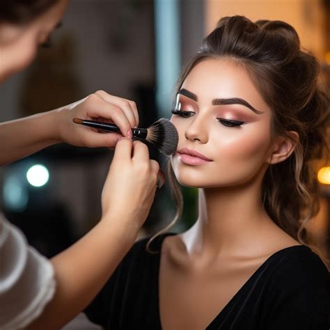 Premium Photo Photo Of Female Makeup Artist Doing A Makeup For Young