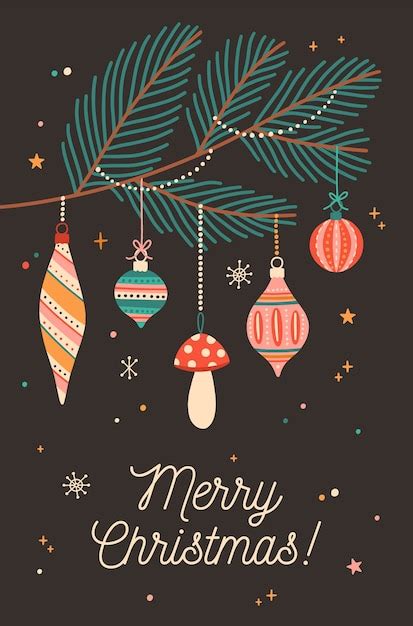 Premium Vector Christmas Festive Greeting Card Vector Template