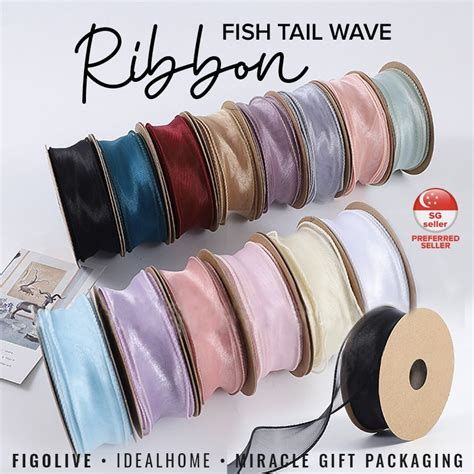 Sg Stock 4cm Wide Fish Tail Ribbon 9meter Per Roll Organza