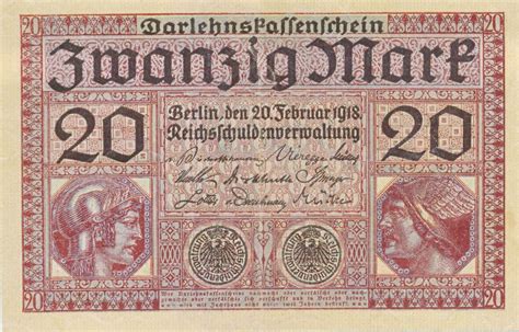 Deutschland Deutsches Reich 20 Mark 1918 Geldschein Banknote EF MA Shops