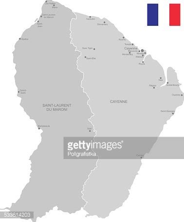 Detailed Vector Map Of French Guiana Stock Clipart Royalty Free