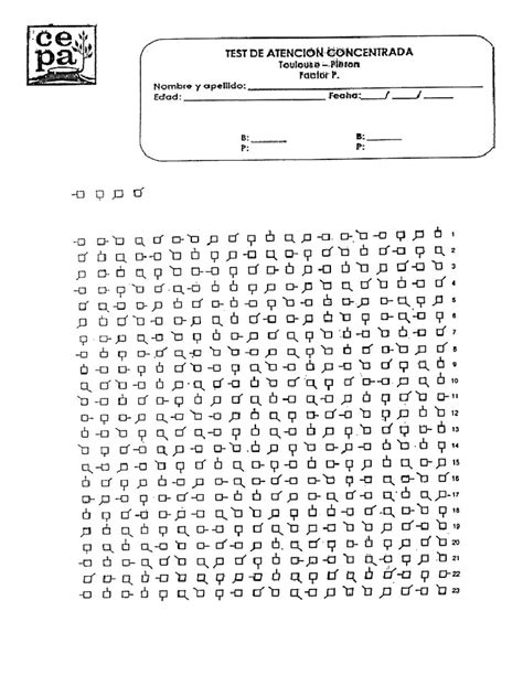 Test De Atención Concentrada Toulouse Pierón Pdf