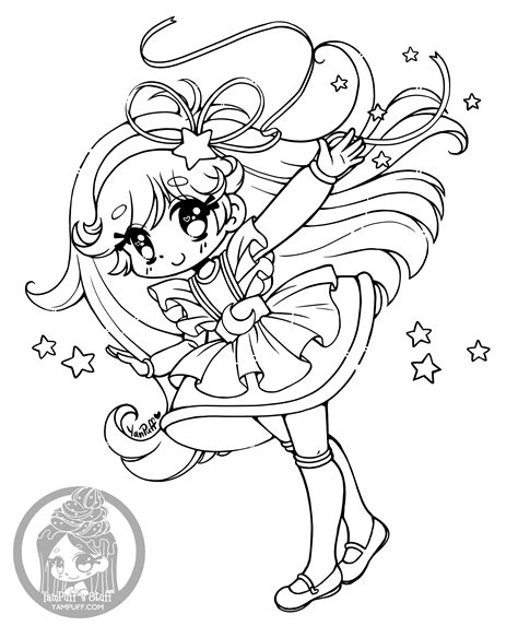 Yampuff Chibi Girl Coloring Page