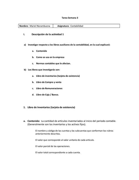 Tarea Semana 3 Contabilidad Tarea Semana 3 Nombre Mariel Norambuena