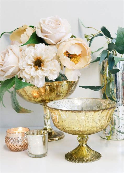 Gold Mercury Pedestal Vases At Mercury Glass Wedding Centerpieces Gold Vase