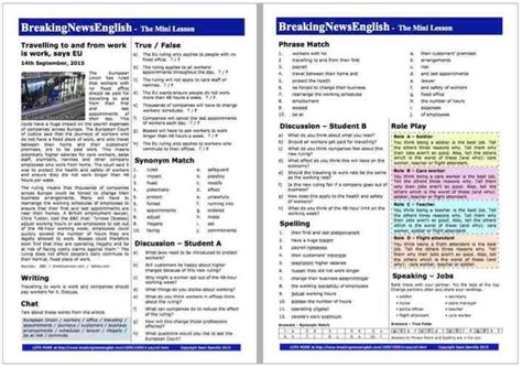 Breaking News English Page Mini Lesson Working Time