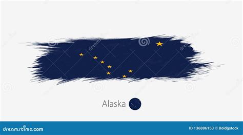 Flag Of Alaska US State Grunge Abstract Brush Stroke On Gray