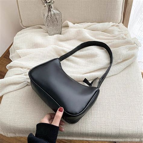 Bolso De Hombro Peque O De PU Suave Para Mujer Cartera De Mano De Cuero