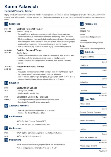 Personal Trainer Resume Example Writing Guide 2022 A Visual Reference