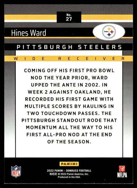 Donruss Retro Football Card Hines Ward Pittsburgh Steelers